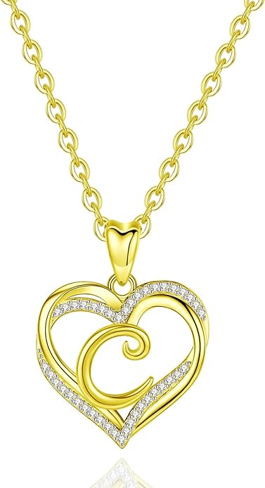 INFUSEU Unique Initial Necklaces for Women Girls Small Heart Letter Jewelry, Meaningful Personalized Gifts