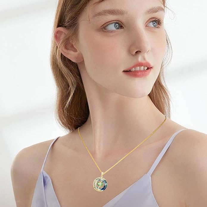 TOUPOP Christmas Gifts Birthstone Necklace 925 Sterling Silver Moon and Star Pendant with Blue Crystal Celtic Moon Jewelry Birthday Gifts for Women Mom Wife Her Daughter