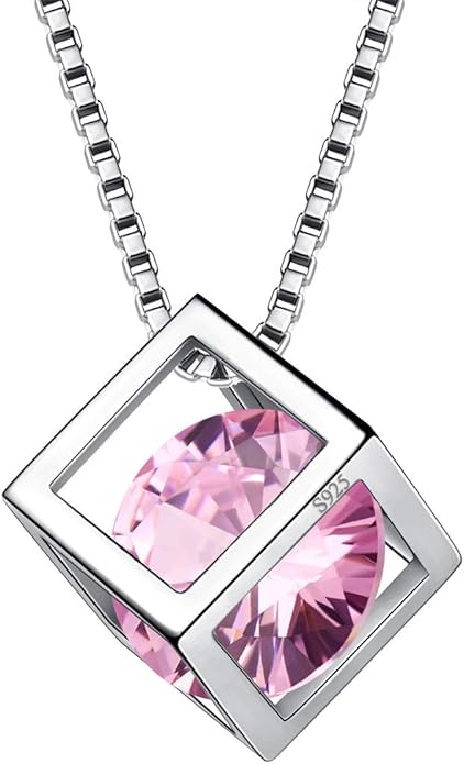 Aurora Tears Birthstone Necklace/Earring 925 Sterling Silver Women Cross/3D Cube/Cresent Moon Birth Stone Jewelry Mens Birthday Gift Anniversary Present