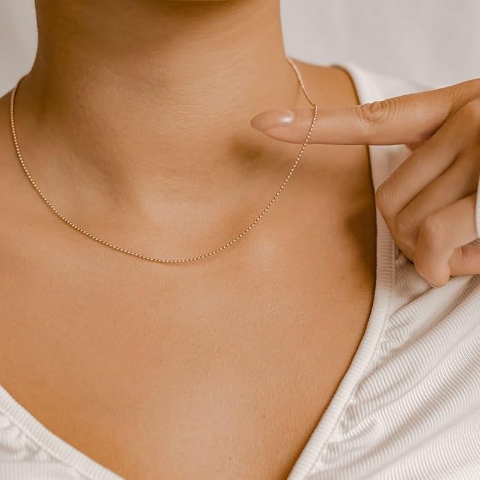 Dainty Chain Necklace for Women, 18K Gold Plated Coin Disc Choker Necklaces Simple Satellite Beaded Twisted Thin Paper Clip Chain Everyday Jewelry Gifts