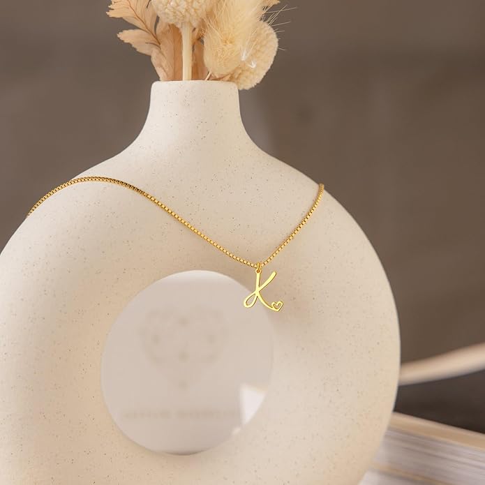 Initial Necklaces for Women Trendy, Dainty Silver Letter Necklace Cute Pendant Choker Name Necklace Personalized Costume Monogram Silver Jewelry Necklace for Women Valentines Gifts