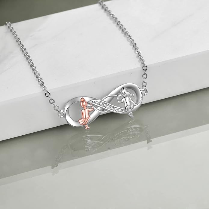 AOBOCO Gifts for Sister 2 3 Sisters Necklace for Women Sterling Silver Sister Crystal Pendant Jewelry Birthday Christmas Gifts for Friend Female Friendship Lasts Forever