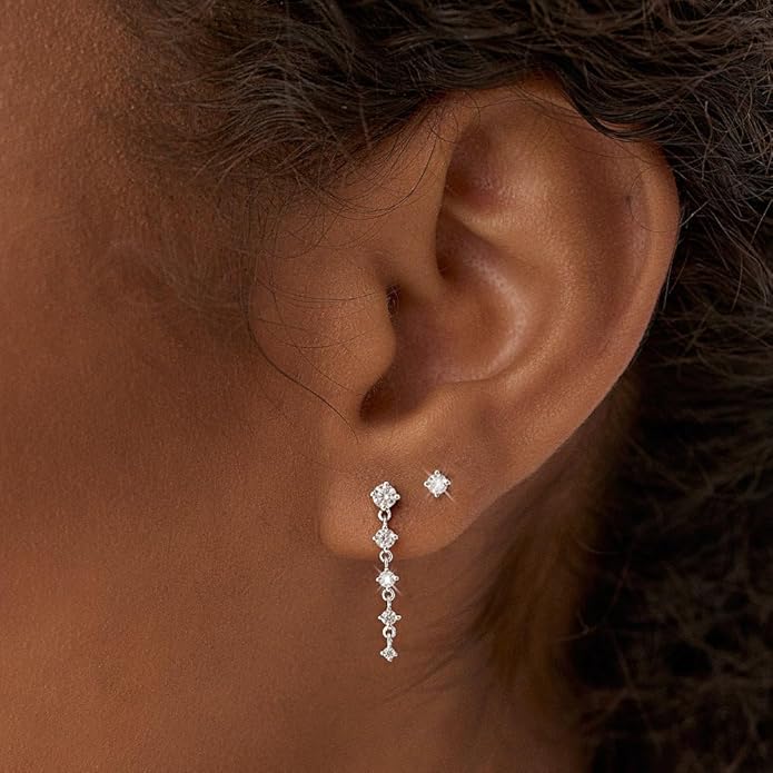 Gold Hoop Earrings Set for Women 14K Gold Silver Plated Huggie Earring Pack Multiple Piercing Dainty Cartilage Earring Hypoallergenic Trendy Cubic Zirconia CZ Earring Stack Jewelry Gifts