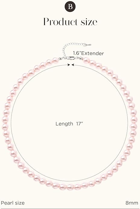 BABEYOND Round Imitation Pearl Necklace Wedding Pearl Necklace for Brides