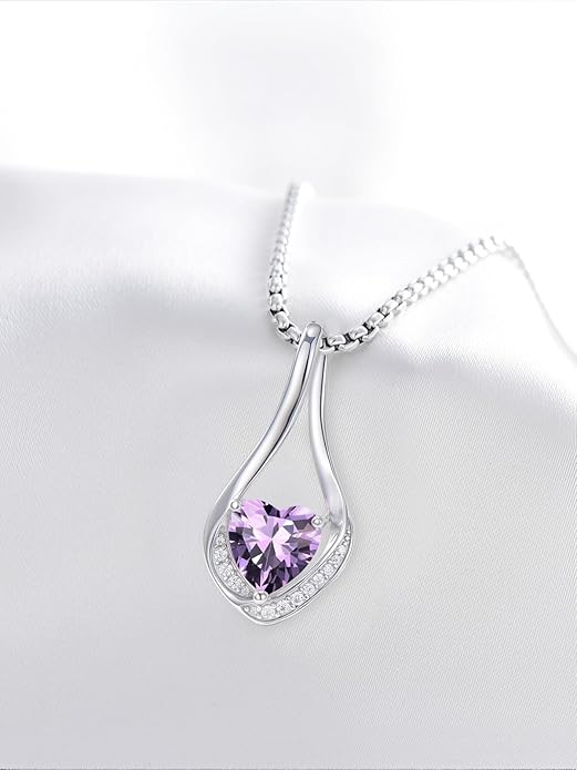 Birthstone Necklaces for Women,18k Yellow/White Gold Plated Forever Love Heart Infinity Pendant Necklace Anniversary Jewelry Christmas Birthday Gifts for Women Her Wife Girlfriend