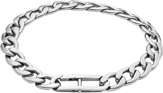 Fossil Men's Plated Stainless Steel Engravable Personalized Gift ID, Chain or Cuff Bracelet for Men