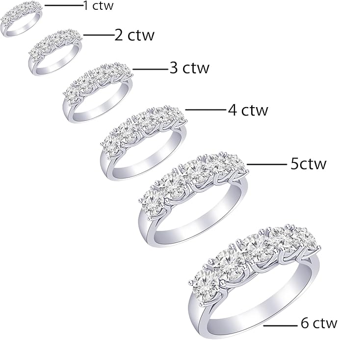 Houston Diamond District Round LAB GROWN Diamond Ladies 5 Five Stone Wedding Anniversary Stackable Ring Band Ultra Premium Collection (E-F Color VS2-SI1 Clarity)