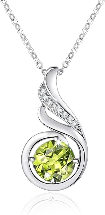 TANGPOET Birthstone Gemstone Necklaces for Women 925 Sterling Silver Dainty Pendant Jewelry Valentines Mothers Day Christmas Birthday Gifts for Mom Girlfriend Wife Daughter