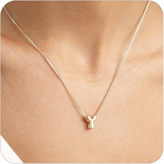 Bubble Gold Letter Necklace for Women, 14k Gold Plated Balloon Initial Necklace, Dainty Gold Necklace for Women, Personalized Bubble Pendant Name Necklace, Fashion Accessories Trendy Jewelry