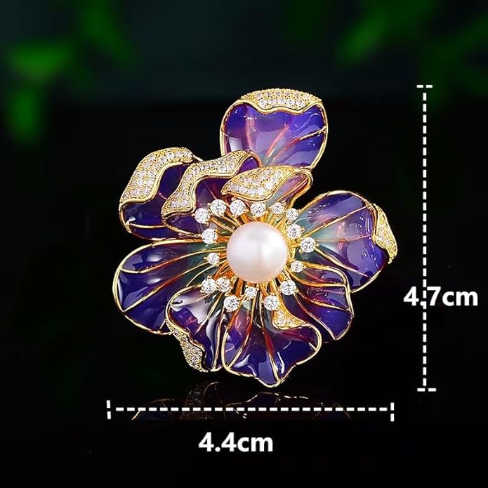 Peony Flower Brooch for Women Elegant Enamel Pearl Flowers Brooch Pin Vintage Crystal Flower Bud Pin Elegant Clothing Hat Bag Accessories Christmas Birthday Banquet Jewelry