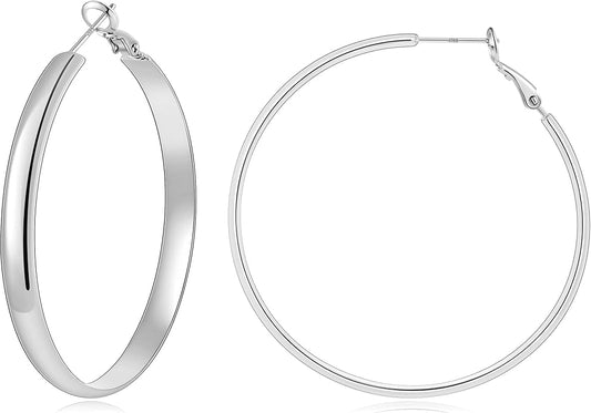 Gacimy 14K Gold Plated Hoop Earrings for Women, 14k Real Gold Plated with 925 Sterling Silver Post, Hypoallergenic Lightweight Thick Hoops Earrings for Women Trendy