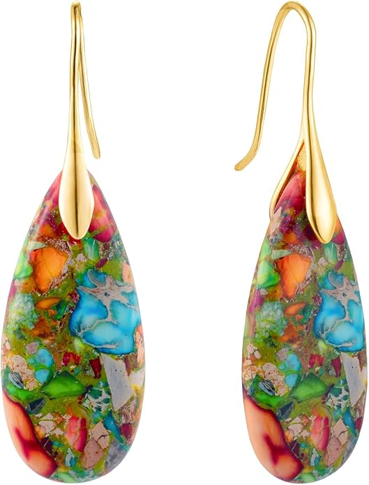 SELOVO Stone Fishhook Dangle Drop Earrings Statement Earrings for Women Stone