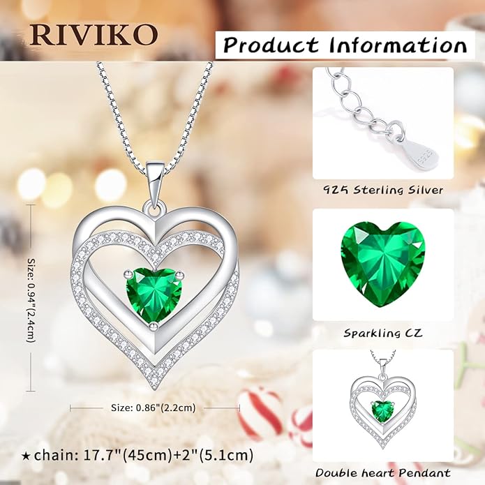 RIVIKO Infinity Heart Symbol Necklace for Women 925 Sterling Silver Love Heart Pendant Valentine's Day Mother's Day Anniversary Birthday Christmas Jewelry Gifts for Women Mom Wife Sister Her Friends