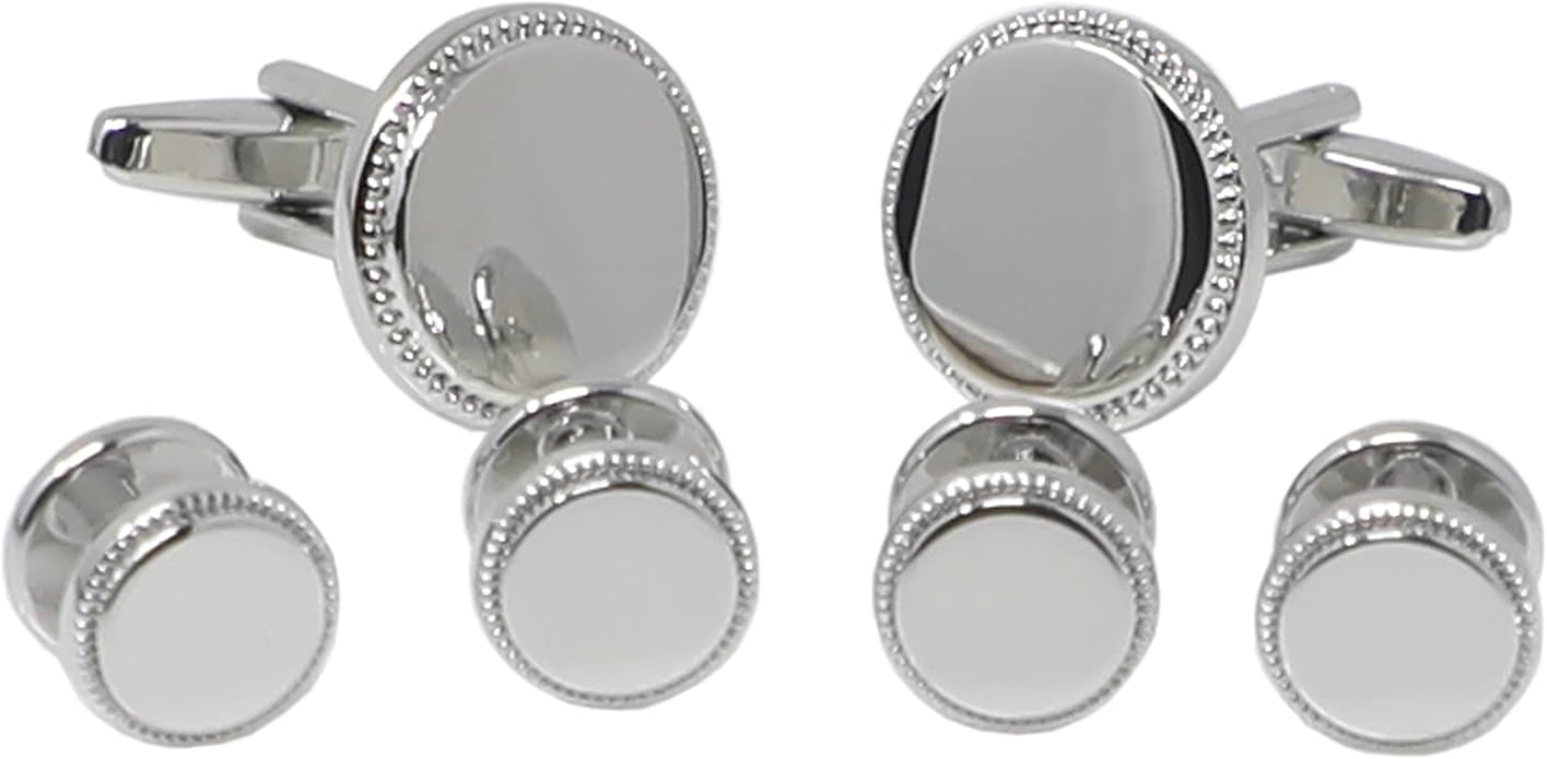 MENDEPOT Men Formal Wear Dress Shirt Cufflinks And Studs Set With Box Wedding Groom Groomsmen Gift