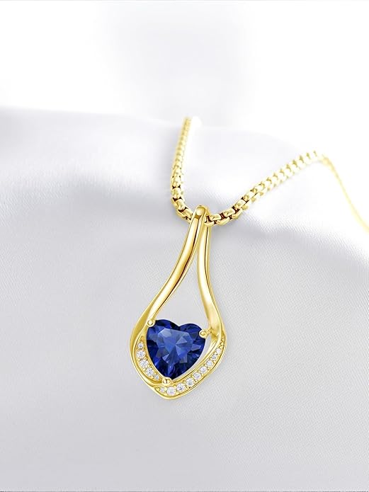 Birthstone Necklaces for Women,18k Yellow/White Gold Plated Forever Love Heart Infinity Pendant Necklace Anniversary Jewelry Christmas Birthday Gifts for Women Her Wife Girlfriend