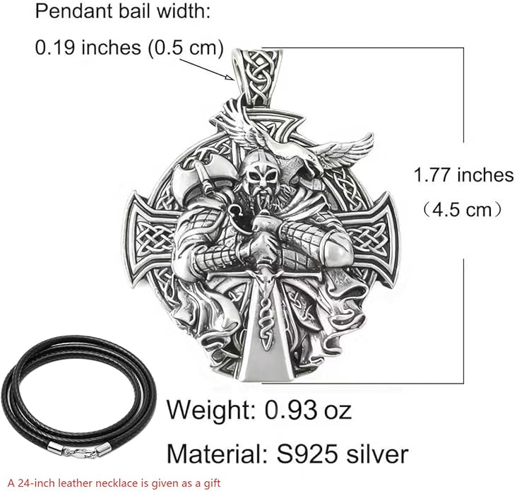 S925 Sterling Silver Viking Pendant, Norse Mythology Inspired Men's Jewelry, Perfect for Necklaces, Gift for Father's Day, Christmas, Birthday