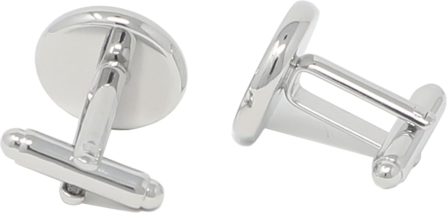MENDEPOT Mother Of Pearl Cufflinks With Box Men Classic White Stone Cuff Links Wedding Groom Gift