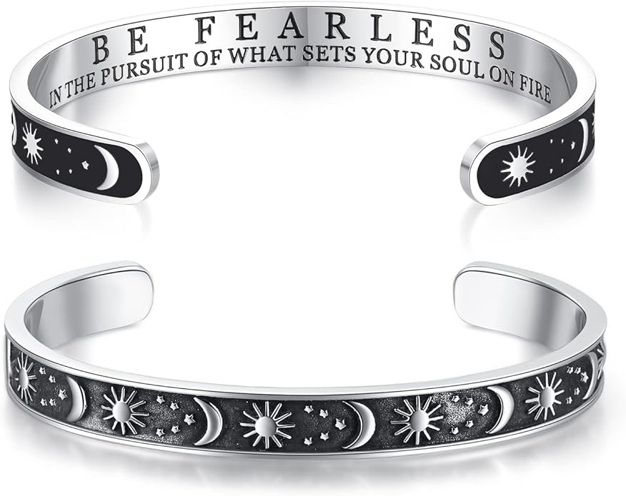 TONY & SANDY Inspirational Bracelets for Women Teen Girls Personalized Gifts for Daughter Granddaughter Mom Sister Friends Stainless Steel Engraved Cuff Birthday Easter Christmas