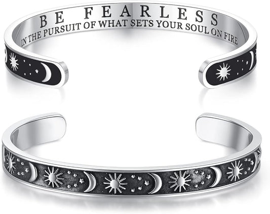 TONY & SANDY Inspirational Bracelets for Women Teen Girls Personalized Gifts for Daughter Granddaughter Mom Sister Friends Stainless Steel Engraved Cuff Birthday Easter Christmas