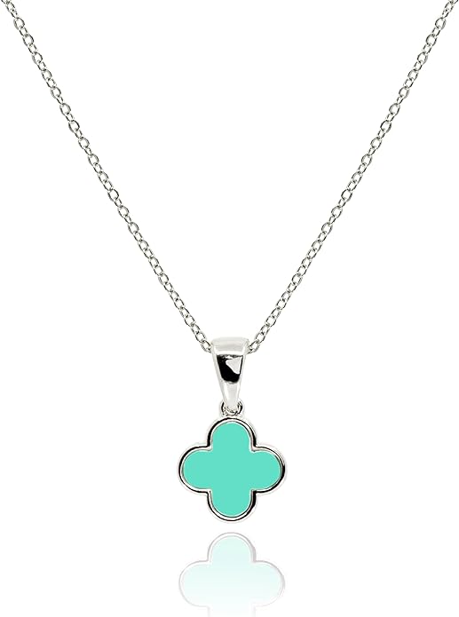 MUSEQVE Four Leaf Clover Necklace for Women Dainty Mother of Pearl White Black Onyx Pink Blue Mint Green Crystal Lucky Clover Pendant 14K Gold Plated Jewelry Gifts [CVRN]