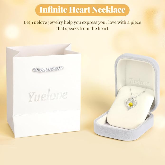 925 Sterling Silver Infinity Heart Necklace for Women, Rhodium Plated Cubic Zirconia Pendant Gift for Girlfriend Wife Mom - Anniversary Valentine's Day Birthday Present with Elegant Gift Box