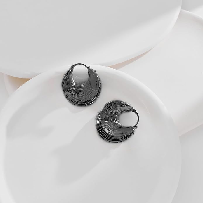 YUJIE Gold Plated Hoop Earrings for Women Brass Earring Chunky Statement Jewelry