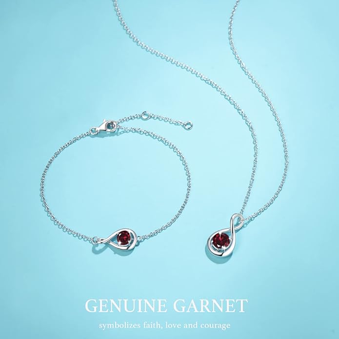 FANCIME Love Bracelet 925 Sterling Silver Infinity Birthstone Bracelets for Women Fine Jewelry Birthday Christmas Gifts for Her Mom Wife, Chain Length 6.7"+1.2" Extend