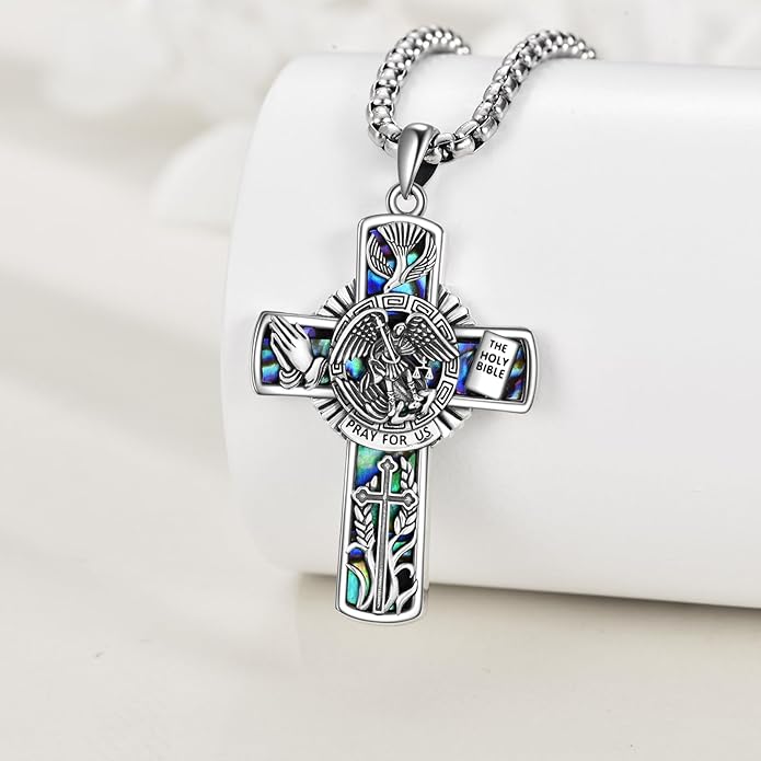YFN Patron Saint Necklace Sterling Silver Amulet Medal Pendant Religious Protector Jewelry Gifts for Women Men