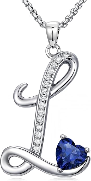 Christmas Gifts for Women Alphabet A to Z Initial Birthstone Pendant Necklaces for Women - 18k White Gold Plated Personalized Name Jewelry Valentine Mothers Day Birthday Gifts for Women Her Girlfriend
