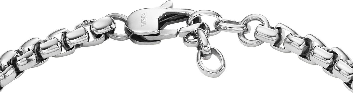Fossil Men's Plated Stainless Steel Engravable Personalized Gift ID, Chain or Cuff Bracelet for Men
