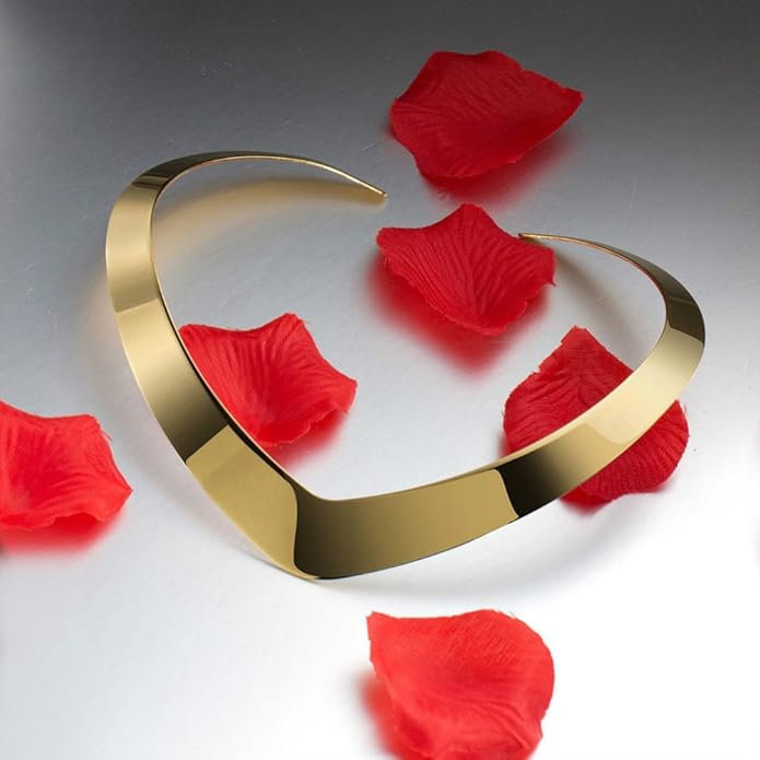18K Gold Plated Necklace Love Choker Heart Shape Women Statement Jewelry Wide Choker Necklace Sparkly Collar Necklaces