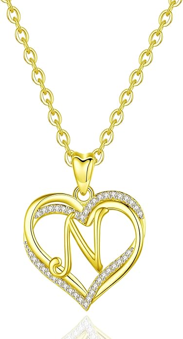 INFUSEU Unique Initial Necklaces for Women Girls Small Heart Letter Jewelry, Meaningful Personalized Gifts