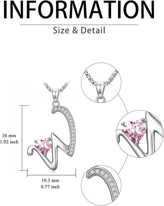 Christmas Gifts for Women Alphabet A to Z Initial Birthstone Pendant Necklaces for Women - 18k White Gold Plated Personalized Name Jewelry Valentine Mothers Day Birthday Gifts for Women Her Girlfriend