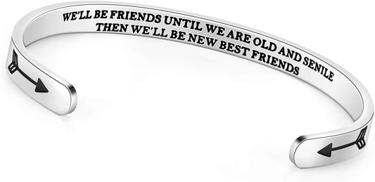 TONY & SANDY Inspirational Bracelets for Women Teen Girls Personalized Gifts for Daughter Granddaughter Mom Sister Friends Stainless Steel Engraved Cuff Birthday Easter Christmas