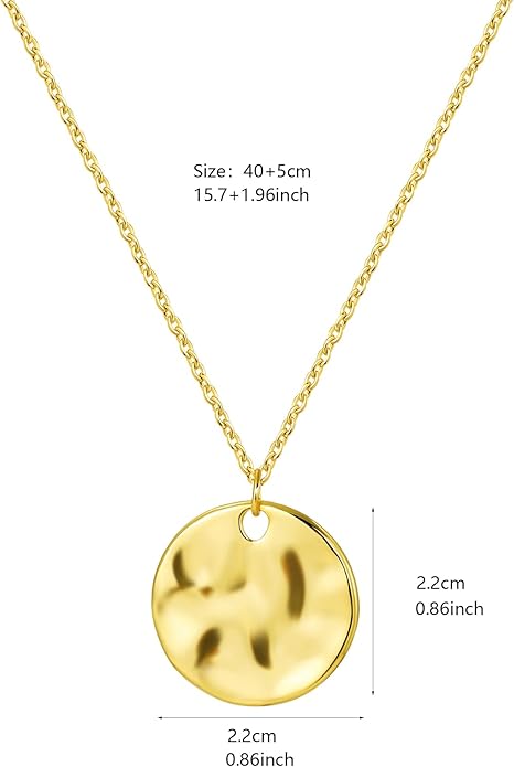 Gold Pendant Necklaces for Women, Gold Plated Pendant Necklace, Fashionable Hammered Pendant Necklaces Simple Multiple Shapes Necklace for Women Unique Gift