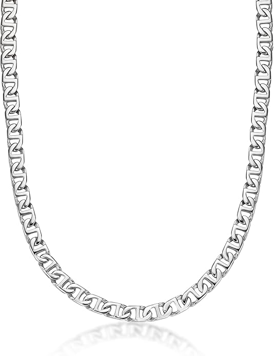 Metro Jewelry Stainless Steel Mariner Link Necklace for Men with Yellow Gold or Black Ion Plating 20 to 30 Inch Chain with Lobster Claw 10MM