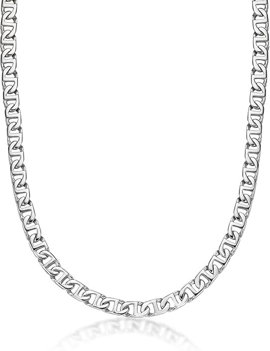 Metro Jewelry Stainless Steel Mariner Link Necklace for Men with Yellow Gold or Black Ion Plating 20 to 30 Inch Chain with Lobster Claw 10MM