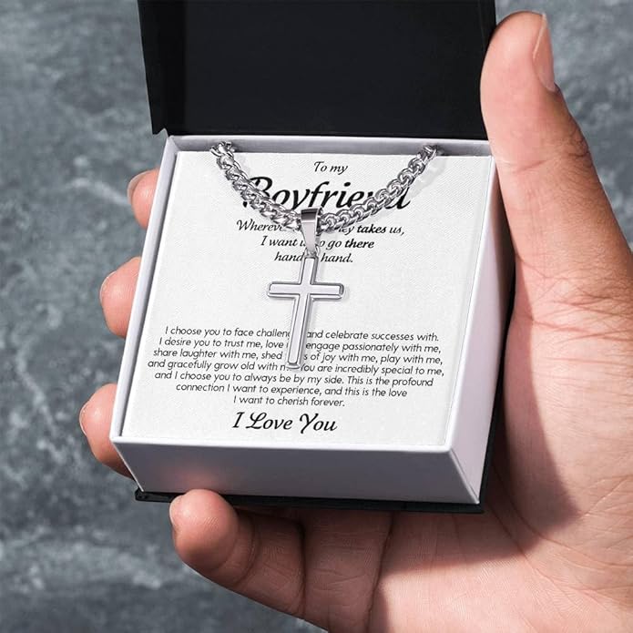 VIRAGIL To My Man Necklace Chain for Men, Silver Stainless Steel Chain Jewelry, Romantic Gift from Partner for Birthday Valentine or Everyday Wear with Meaning