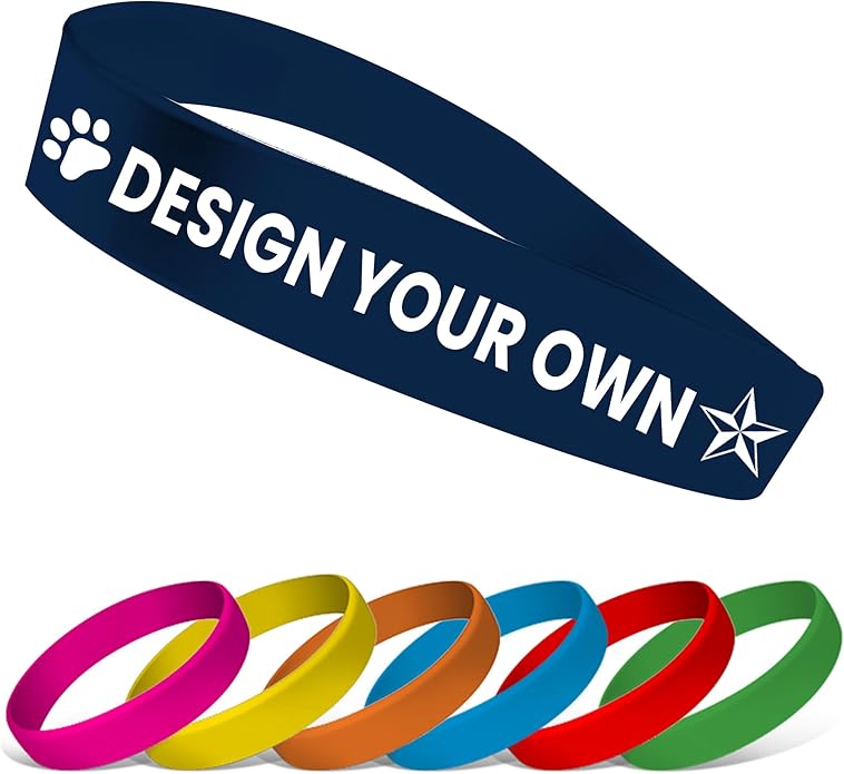 USMG Custom One Color Print Rubber Bracelets Silicone Wristbands - Add a Message - Personalized for Motivation, Events, Support, Fundraisers