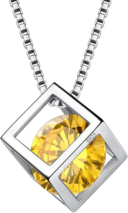 Aurora Tears Birthstone Necklace/Earring 925 Sterling Silver Women Cross/3D Cube/Cresent Moon Birth Stone Jewelry Mens Birthday Gift Anniversary Present