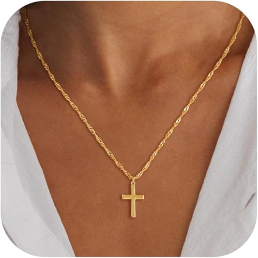 Cross Necklace for Women Dainty 14K Real Silver Gold Plated Layered Cross Pendant Necklace Stack Simple Trendy Cute Charm Choker Necklaces Jewelry Gift for Women Teen Her