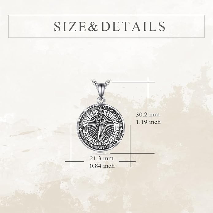 YFN Patron Saint Necklace Sterling Silver Amulet Medal Pendant Religious Protector Jewelry Gifts for Women Men