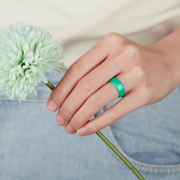 Egnaro Women's Bridal Rings Sets, 6mm Wide, 2mm Thick, Silicone Wedding Rubber Band with Half Size, Inner Arc Ergonomic Breathable Design