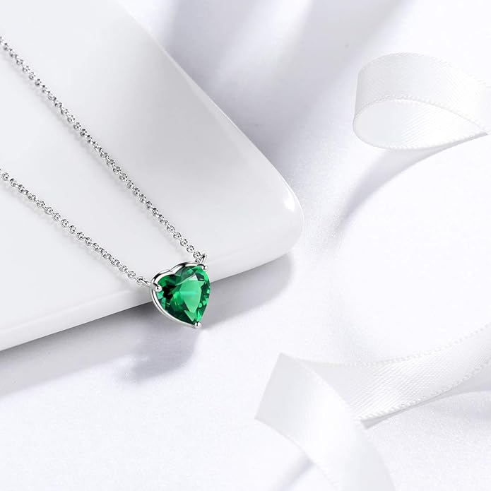 Aurora Tears 925 Sterling Silver 12 Birthstone Hearts Jewelry Women Crystal Wedding/Engagement/Bridal Heart Necklace/Earring/Ring/Bracelet Sets Jewellery