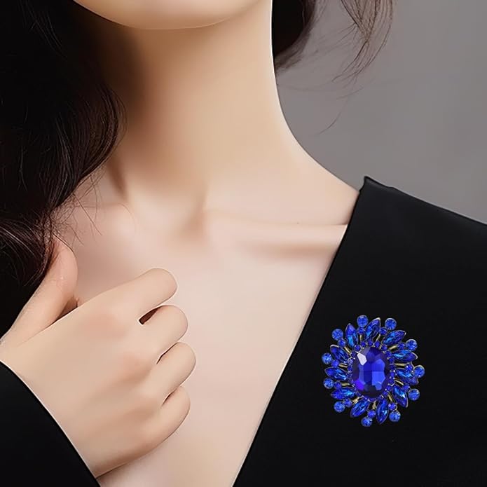 Rhinestone Brooch for Women,Vintage Crystal Flowers Brooch Statement Crystal Glass Lapel Pins Prom Classic Jewelry
