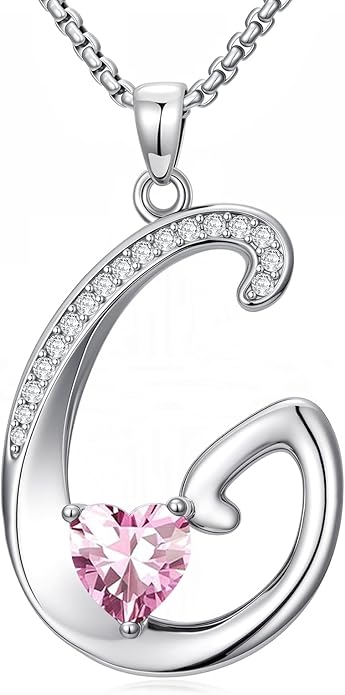 Christmas Gifts for Women Alphabet A to Z Initial Birthstone Pendant Necklaces for Women - 18k White Gold Plated Personalized Name Jewelry Valentine Mothers Day Birthday Gifts for Women Her Girlfriend