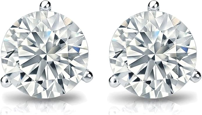 The Diamond Deal IGI Certified .50ct to 5.00 Carat Round Brilliant Lab-Grown Diamond 3-Prong Stud Earrings in 14k Yellow, White or Rose Gold With Push Back Closure