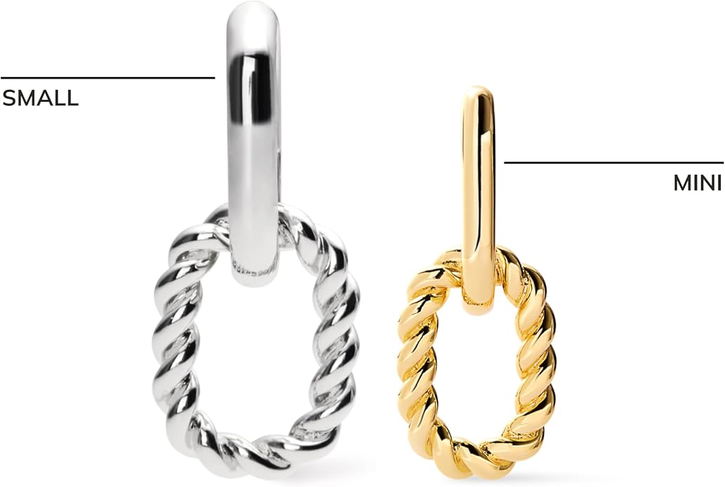 Ana Luisa Ash Double Hoop Earrings for Women - 14K Gold Plated, Silver & Two-Tone Drop Dangle Hoop Earring - Trendy Paperclip Link Huggie Hoop - Hypoallergenic, Water-Resistant & Tarnish-Free Jewelry