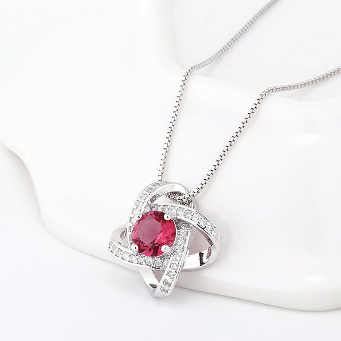 AMYJANE Bridal Jewelry Set for Women - Crystal Cubic Zirconia Love Knot Necklace Stud Earrings Elegant CZ Jewelry Set for Wedding Bride Bridesmaids Gift Set