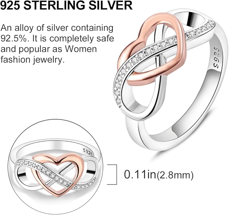 NARMO 925 Sterling Silver Rings for Women Evil Eyes Rings Entwined Line Cubic Zirconia Rings Simple Stackable Finger Rings Engagement Ring Personality Rings Size 6-9